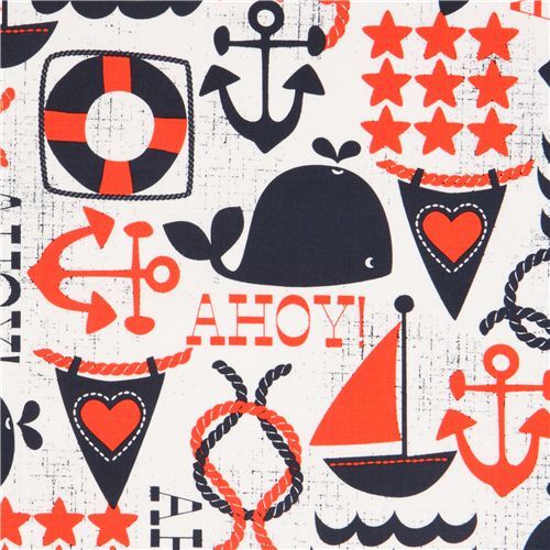 Ahoy Matey Navy -1/2 Yard